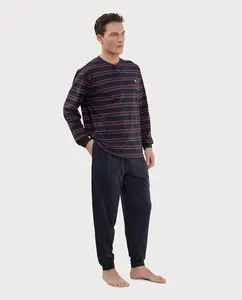 Длинная пижама из трикотажа с застежкой для мужчин El Búho Nocturno, красный