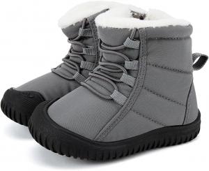 Детские зимние ботинки BMCiTYBM для малышей, обувь для детей мальчиков и девочек с искусственным мехом для холодной погоды, K-Grey