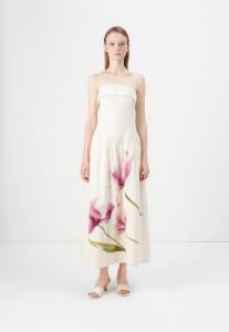 Платье Abercrombie & Fitch RUFFLE MAXI DRESS LIABILITY, Beige/Light Pink/Grey