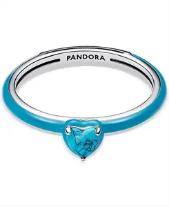 Кольцо с бирюзовым сердцем Pandora, turquoise