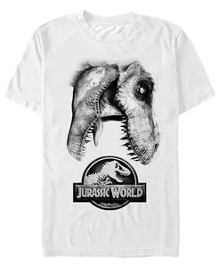 Футболка с коротким рукавом Jurassic World для мужчин с неоновым тропическим принтом динозавров Fifth Sun, белый