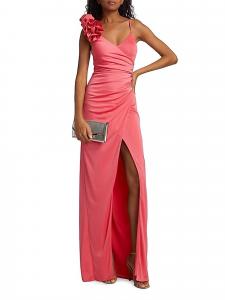 Женское длинное платье Rosa Jersey в цвете Calypso Coral Ml Monique Lhuillier, Calypso Coral