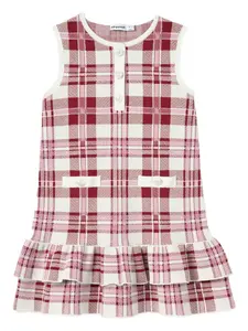 Платье с жемчужными пуговицами и оборками Self-Portrait Kids, красный