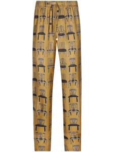 Dolce & Gabbana шелковые брюки с графичным принтом, желтый