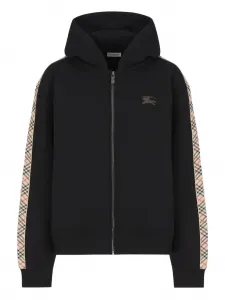 Худи на молнии с вышитым логотипом BURBERRY KIDS, черный
