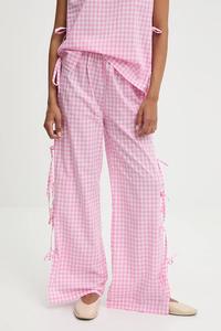 Хлопковые брюки Answear.Lab, розовый