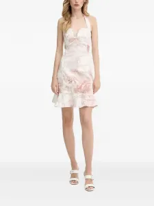 Платье мини с вырезом халтер и оборками Guess Usa, розовый