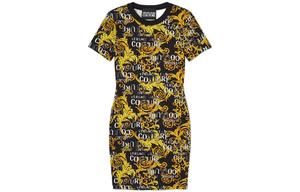 Мини-платье с принтом baroque VERSACE JEANS COUTURE, черный