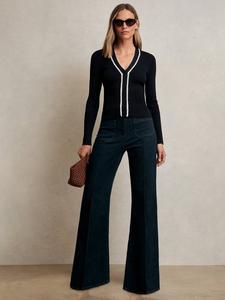 Лаури джемпер с V-образным вырезом Reiss, Navy/White