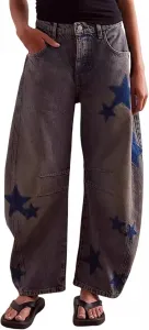 Джинсы Fall Star Women Wide Leg с принтом Y2-k