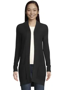 Длинный кардиган TOM TAILOR из ребристой вязки с накладными карманами, черный