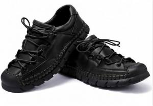 Женские оксфорды в стиле панк, мужские тактические военные кожаные ботинки на шнуровке для улицы, модные винтажные водонепроницаемые рабочие ботильоны HFUHLK, Black 851
