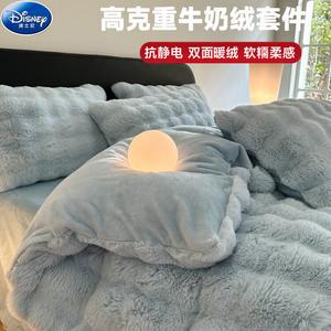 Disney Комплект постельного белья, 4 предмета, 150 см, простыня, пододеяльник 200x230 см, флисовая подкладка, утолщенный, цвет Datuojun - морская синь