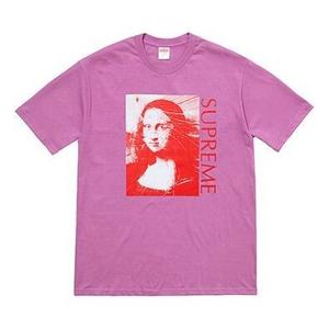 Футболка ss18 mona lisa tee light purple printing short sleeve Supreme, фиолетовый