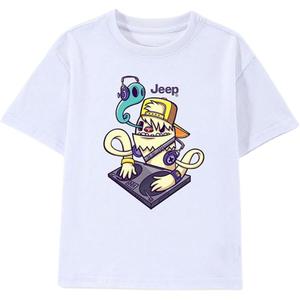 Футболка с круглым вырезом для школьников тонкая Jeep, белый