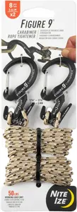 Карабинный натяжитель веревки с тросом 3,5 мм — упаковка 2 шт Nite Ize, Black