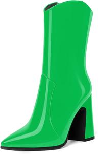 Женские ультрамодные ботильоны MODENCOCO на высоком каблуке с острым носком, молнией снаружи, стильные для путешествий, каблук 4 дюйма, Green