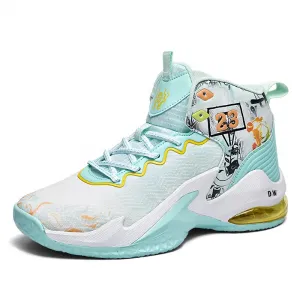 Баскетбольные кроссовки для детей и подростков со средним верхом, амортизирующие и устойчивые к истиранию D&W, белый/зеленый