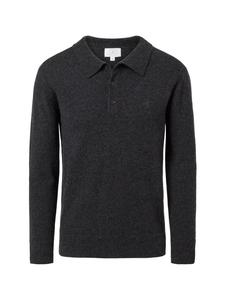 Рубашка-поло с длинными рукавами темно-антрацитового цвета CASH-MERE.CH