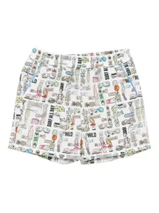 Шорты с графичным принтом FENDI KIDS, белый