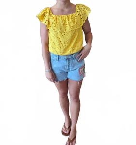 Кэрри Вышитые шорты в синем DEAR JOHN DENIM