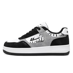 WARRIOR Легкие дышащие низкие скейтерские кроссовки с эффектом увеличения роста унисекс - бамбук с эффектом размытия, цвет Ink Wash Bamboo