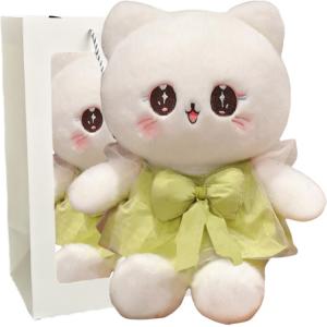 Очаровательная кукла котенок в платье принцессы плюшевая кукла высота 24см/35см/45см/60см Mise, зеленый