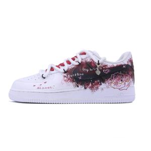 Nike Кроссовки Air Force 1 Innovative Point, парная версия, противоскользящие, износостойкие, низкие, для скейтбординга, унисекс, белые, красные