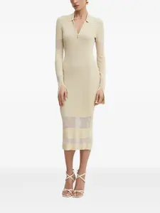 Платье с ребристыми вставками и застежкой-молнией спереди Patrizia Pepe, нейтральный