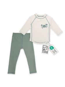 Комплект для ванной: рубашка и леггинсы с защитой от ультрафиолета, белый, зеленый, с рисунком LaLoona