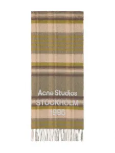 Шарф в клетку с бахромой Acne Studios, зеленый