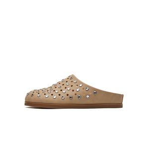 ST&SAT Женские замшевые тапочки с резиновой подошвой и закрытым носком в цвете абрикос, цвет Apricot