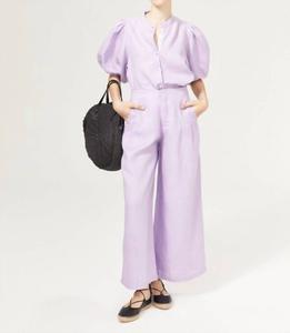 Льняные брюки-кюлоты в ярком сиреневом цвете Lanhtropy