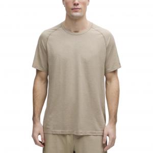 Мужская футболка Metal Vent Tech Lululemon, светло-слоновая кость/коричневый