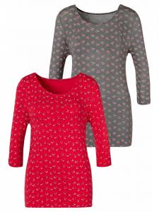 Рубашка с рукавами 3/4 красного и темно-серого цветов LASCANA
