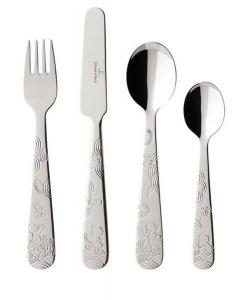 Детские столовые приборы «голодный как медведь», набор из 4 шт. Villeroy & Boch, серебряный