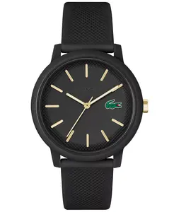 Мужские часы L.12.12 с черным силиконовым ремешком, 42 мм Lacoste