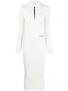 Платье миди в рубчик с логотипом JIL SANDER, нейтральный