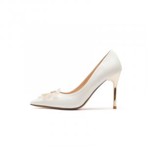 QITUMAUL Тонкие каблуки на высоком каблуке 6,5-9,5 женские белые, цвет White[Heel Height 9.5cm]