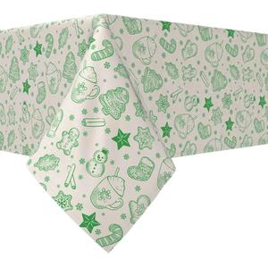 Прямоугольная скатерть, 100 % хлопок, 60x104 дюйма, зеленый праздничный узор по трафарету