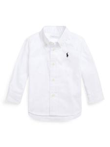 Детская хлопчатобумажная рубашка с воротником на пуговицах Ralph Lauren, белый