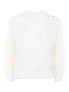 Вязаный свитер с круглым вырезом Eleventy, кремово-белый