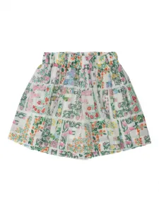 Шорты с эластичным поясом и цветочным принтом FENDI KIDS, зеленый