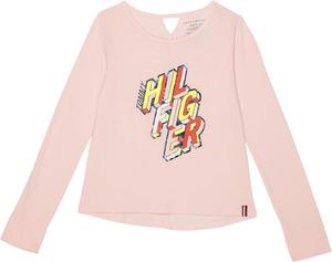 Футболка Tommy Hilfiger для девочек, с длинными рукавами, круглым вырезом, легкая и эластичная, Crystal Rose Stacked
