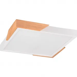 Потолочный светильник REALITY Leuchten LED Meta LED-панель 1 шт. Теплый белый свет Потолочная лампа с абажуром из дерева 31x31 см, 20 Вт/2400 люмен, теплый белый 3000K, диммируемая Reality Leuchten, Weiß matt