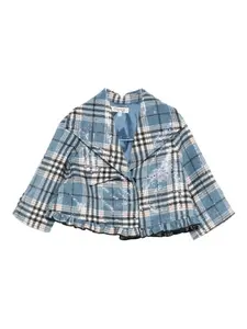 Пиджак в клетку с отделкой из пайеток Alapage, синий