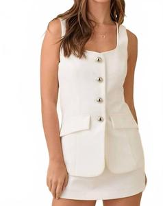 Нарядный комбинезон Noa Button Blazer в белом цвете Lilbelle by Lilbelle