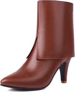 Женские ботильоны на высоком каблуке Alyaafifa с заостренным носком, на шпильке, с молнией, из элегантной замши, короткие ботинки для осени и зимы, нарядная обувь, Layered - Dark Brown