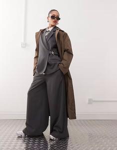 Брюки COLLUSION с широкими штанинами и ремнем серого цвета