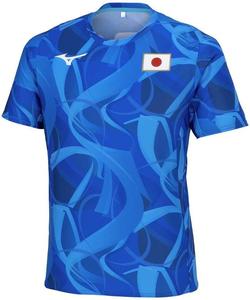 Футболка Mizuno Support с японским логотипом, созданная по мотивам дизайна игроков, унисекс, синий